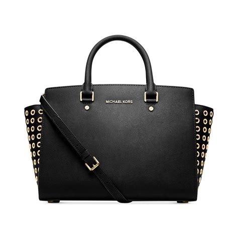 michael kors selma grommet satchel black|MICHAEL Michael Kors Selma Satchel, Black, Medium.